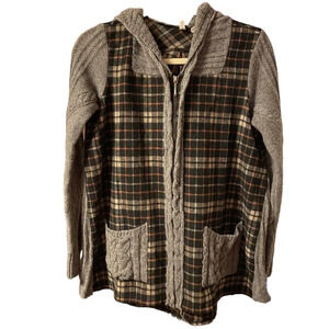 MOTH PLAID ZIP UP WOOL SWEATER